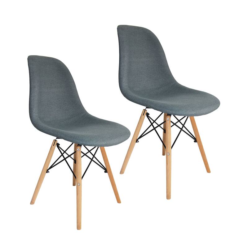 Porthos Home Haig Modern Dining Chairs, Fabric & Beech Wood, Set of 2 - Grey