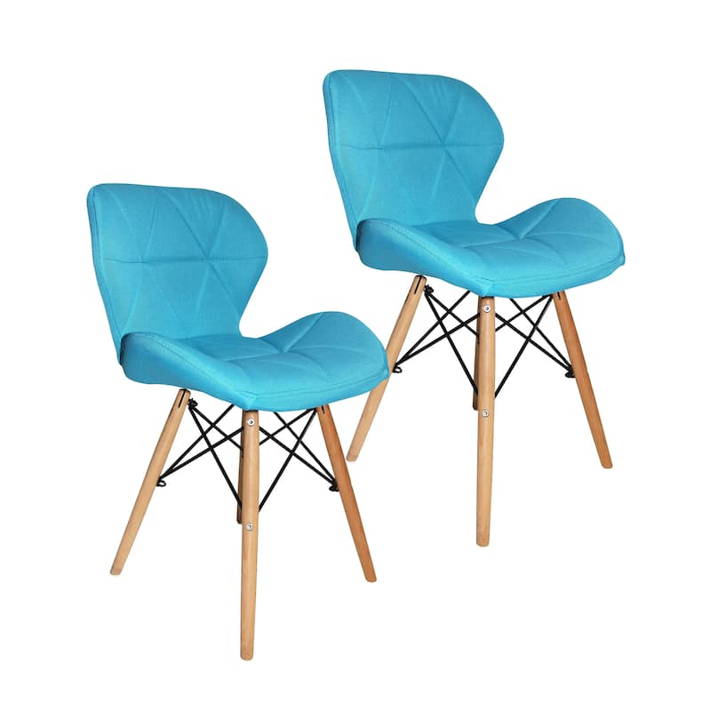 Porthos Home Jael Modern Dining Chairs Set of 2, Fabric & Beech - Blue