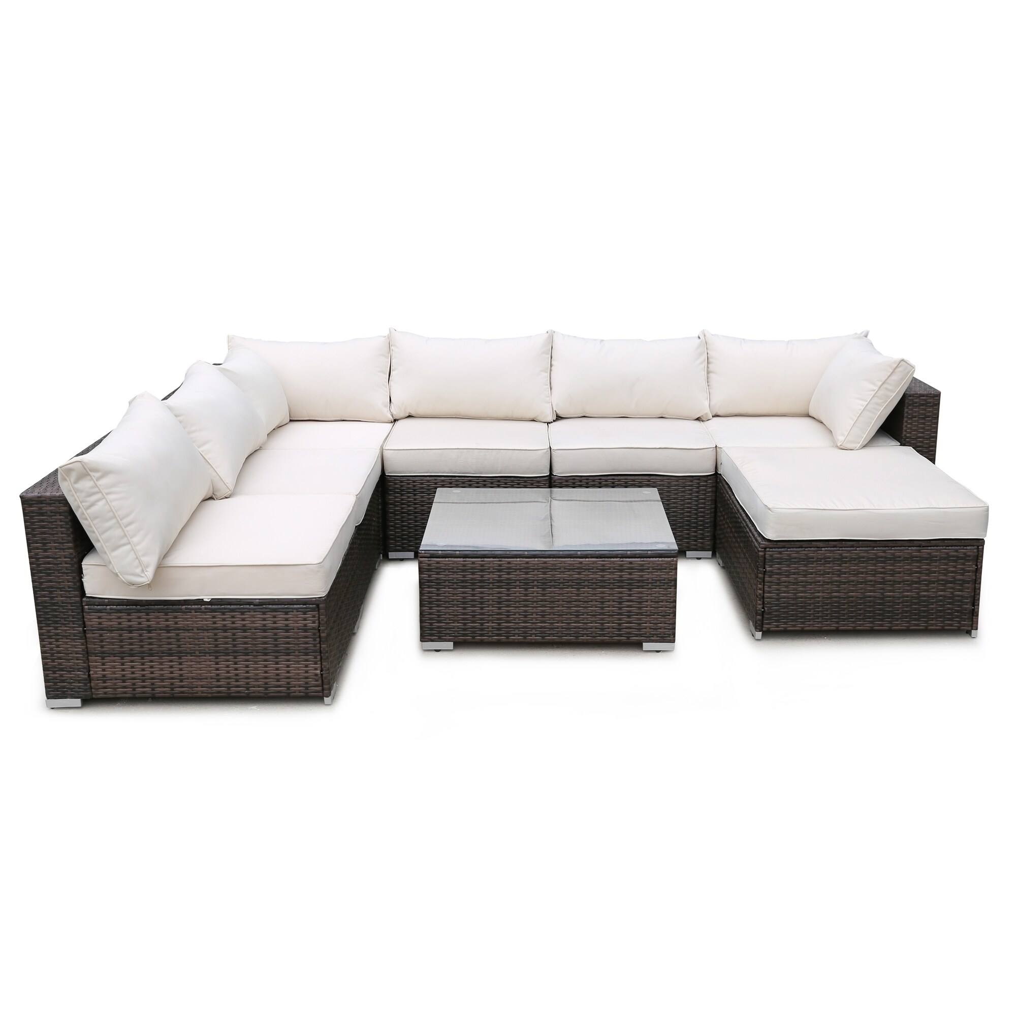 Shop Leisure Zone 8 Pieces Rattan Patio Furniture Set With Cushions Overstock 27878437