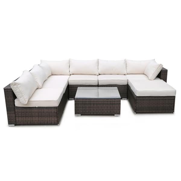 Shop Leisure Zone 8 Pieces Rattan Patio Furniture Set With