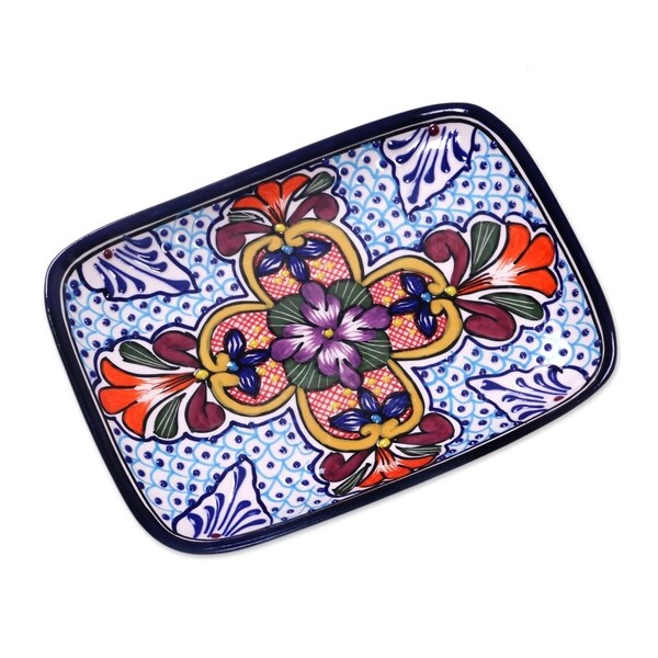 Shop Handmade Talavera Style Floral Serving Platter Radiant Flowers ...