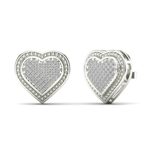 AALILLY 14K White Gold 1/4ct TDW Diamond Heart Cluster Stud Earrings (H-I, I1-I2)