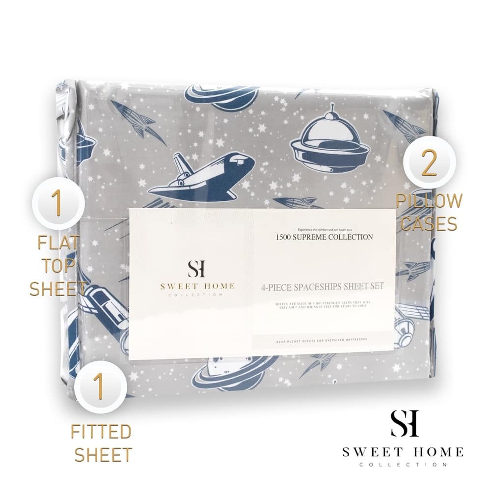 Spaceships Sheet Set by Sweet Home Collection - Multi
