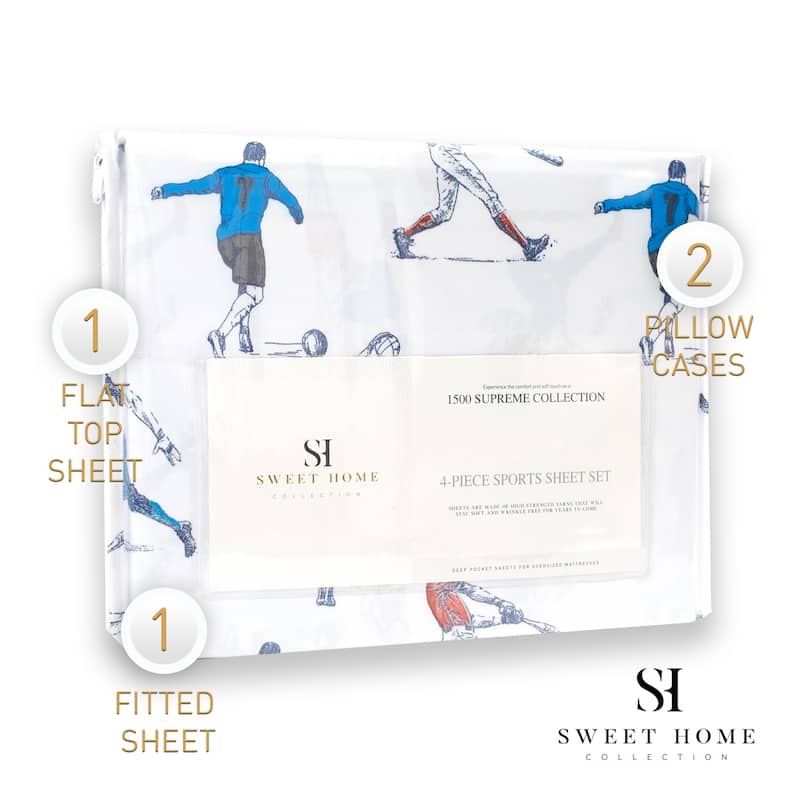 Sports Sheet Set by Sweet Home Collection - FULL - 4 Piece