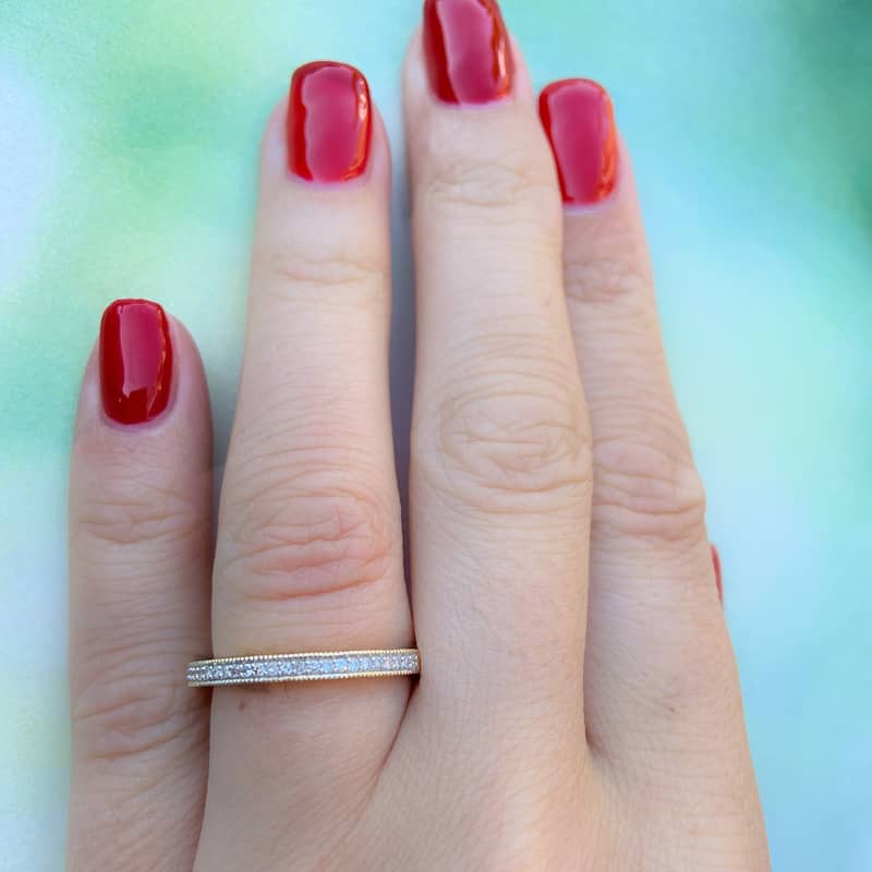 Miadora 10k Yellow Gold 1/10ct TDW Diamond Stackable Anniversary Band