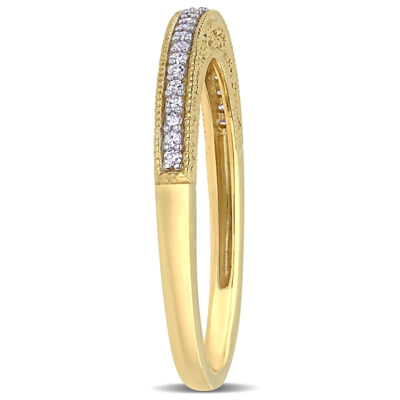 Miadora 10k Yellow Gold 1/10ct TDW Diamond Stackable Anniversary Band