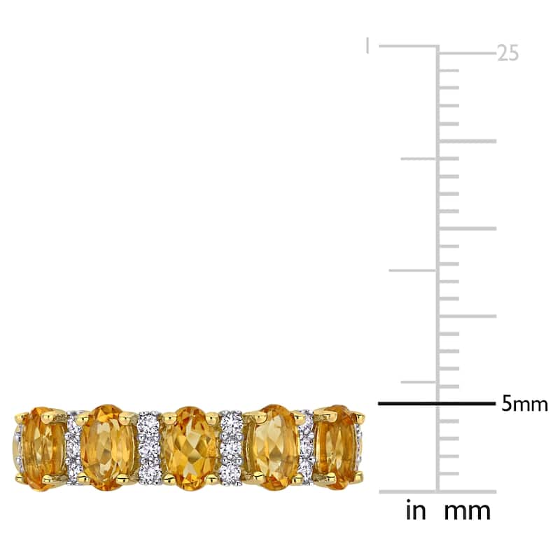 Miadora 14k Yellow Gold Oval-Cut Citrine and 1/6ct TDW Diamond Anniversary Band
