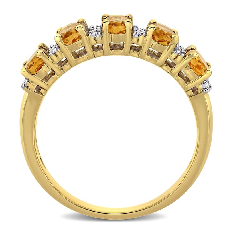 Miadora 14k Yellow Gold Oval-Cut Citrine and 1/6ct TDW Diamond Anniversary Band