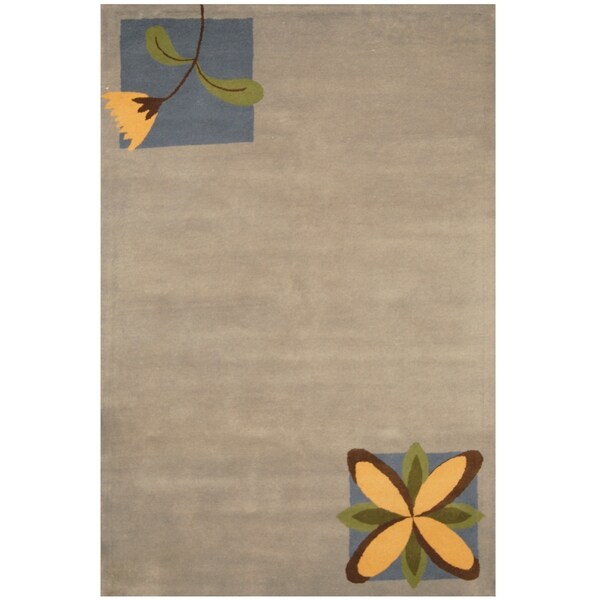 Handmade One-of-a-Kind Tibetan Wool Rug (India) - 5' x 8'. Opens flyout.