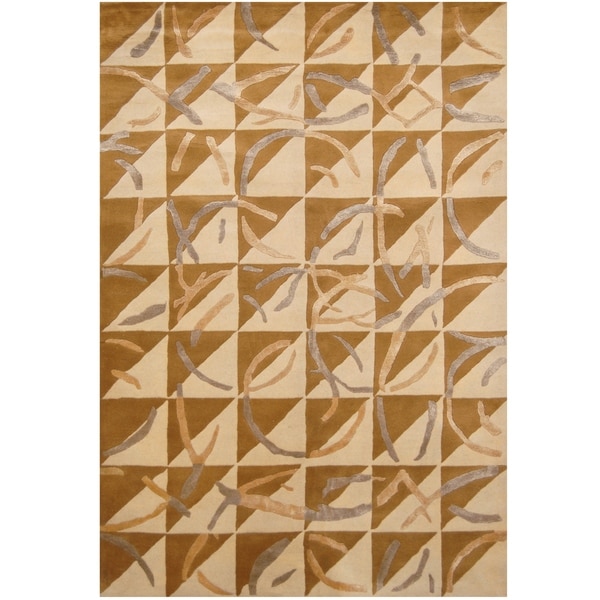 Handmade One-of-a-Kind Tibetan Wool Rug (India) - 5' x 8'. Opens flyout.