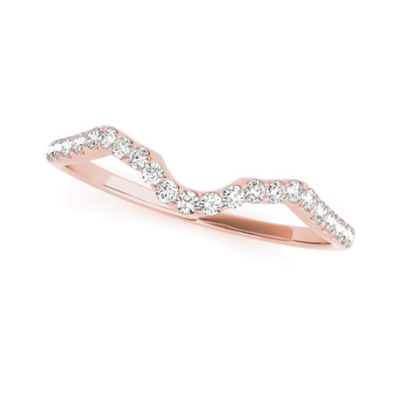 Auriya 14k Gold 1/10ctw Curved Diamond Wedding Band