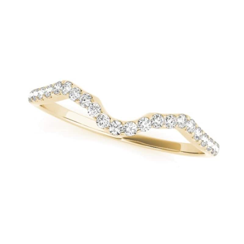 Auriya 14k Gold 1/10ctw Curved Diamond Wedding Band