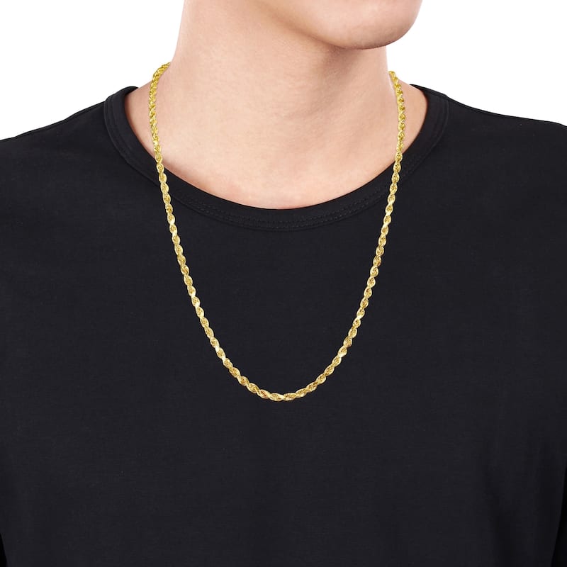 Miadora 10k Yellow Gold Rope Chain Necklace and Bracelet Set (4 MM)
