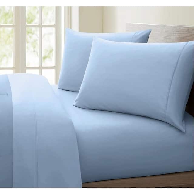 Porch & Den Jess 1000 Thread Count Cotton-rich Deep Pocket Sheet Set - Blue - Twin
