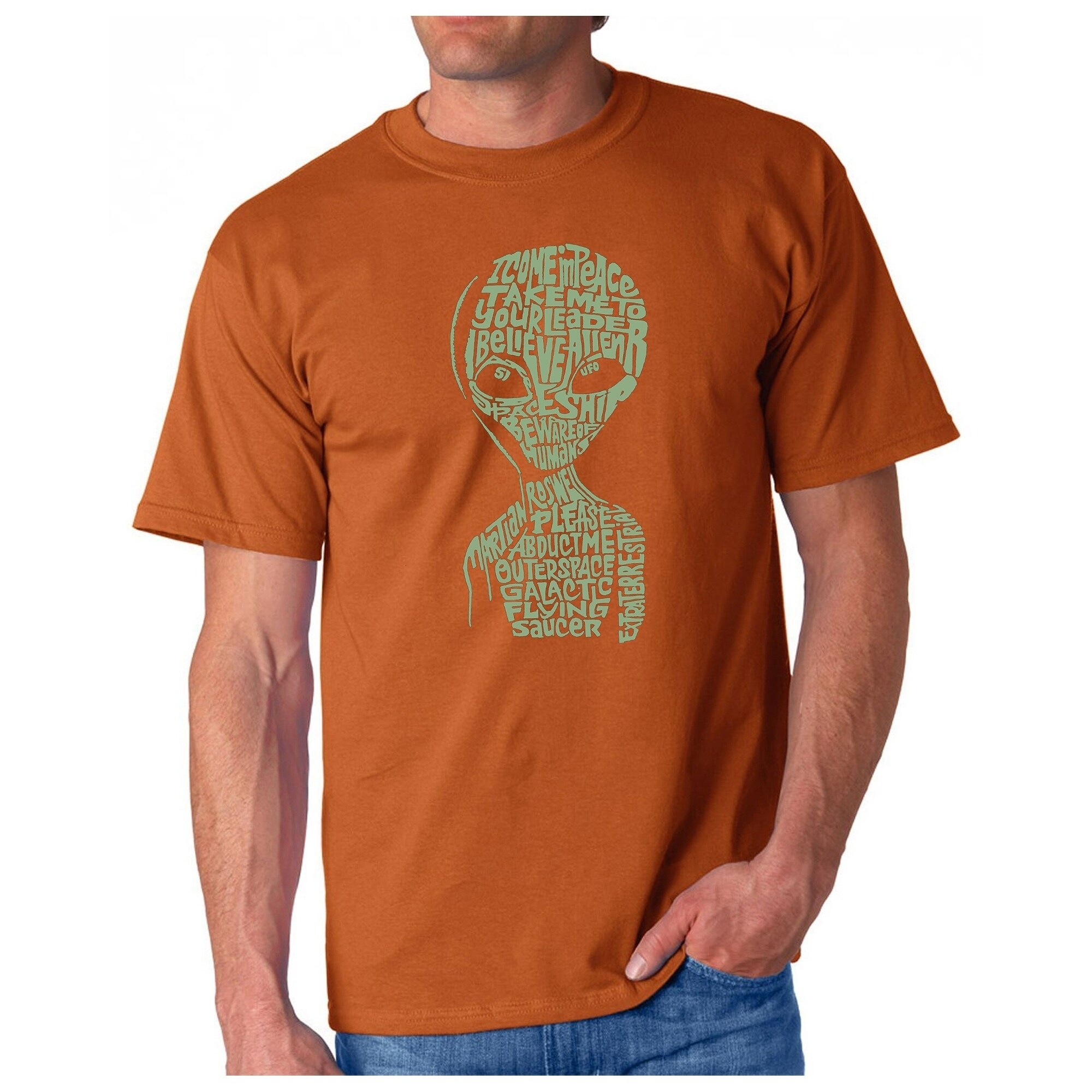 Men/'s Word Art Hooded Sweatshirt Alien