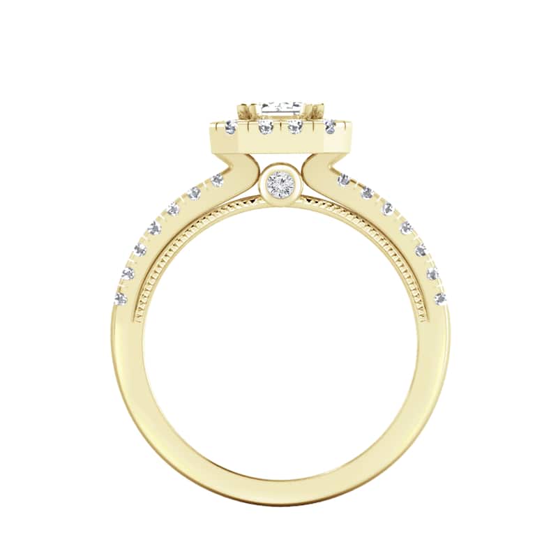 Auriya 14k Gold 1 3/5ctw Emerald-cut Halo Diamond Engagement Ring (H-I, SI1-SI2)