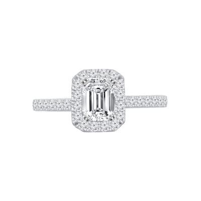 Auriya 14k Gold 1 3/5ctw Emerald-cut Halo Diamond Engagement Ring (H-I, SI1-SI2)