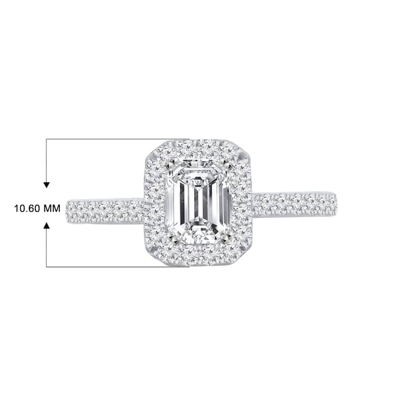 Auriya 14k Gold 1 3/5ctw Emerald-cut Halo Diamond Engagement Ring (H-I, SI1-SI2)