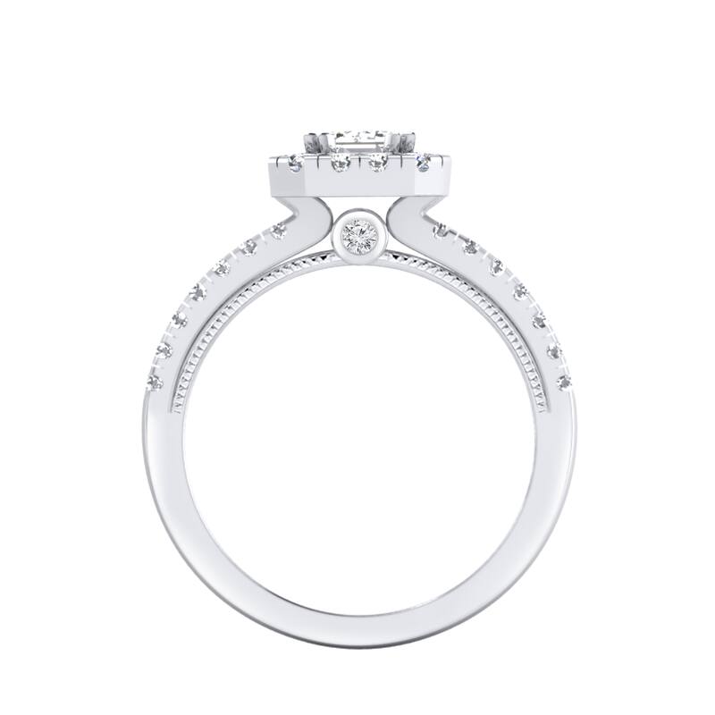 Auriya 14k Gold 1 3/5ctw Emerald-cut Halo Diamond Engagement Ring (H-I, SI1-SI2)