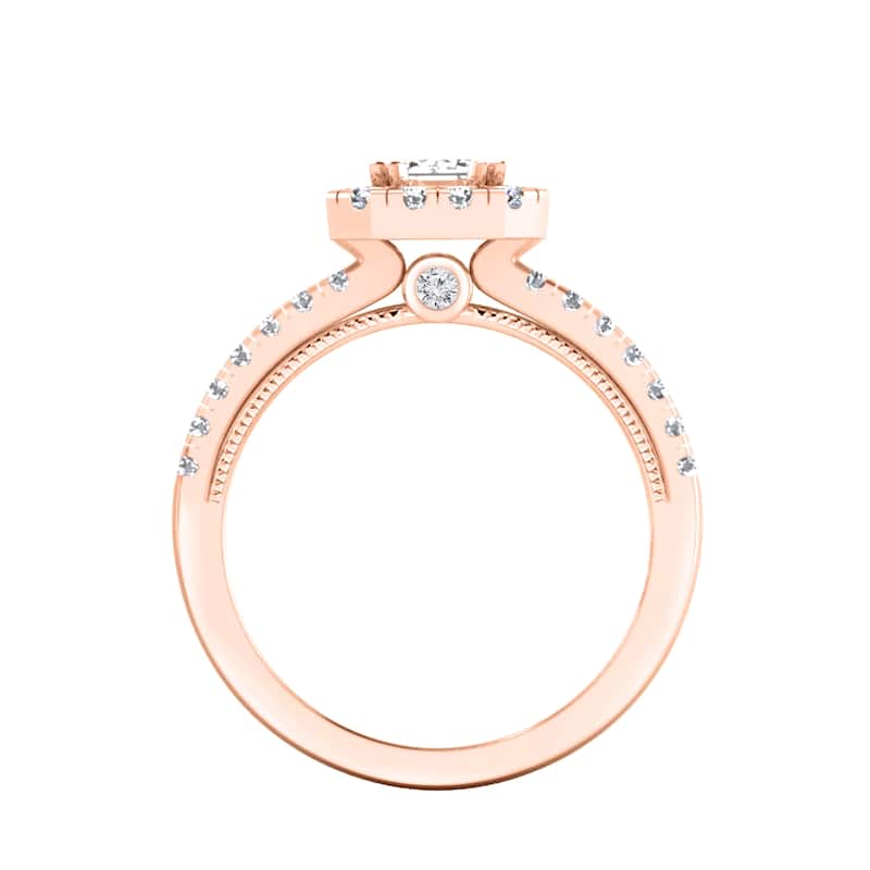 Auriya 14k Gold 1 3/5ctw Emerald-cut Halo Diamond Engagement Ring (H-I, SI1-SI2)