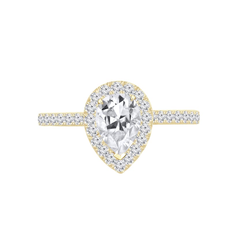 Auriya 14k Gold 1 1/2ctw Pear-cut Halo Diamond Engagement Ring (H-I, SI1-SI2) - 9 - Yellow