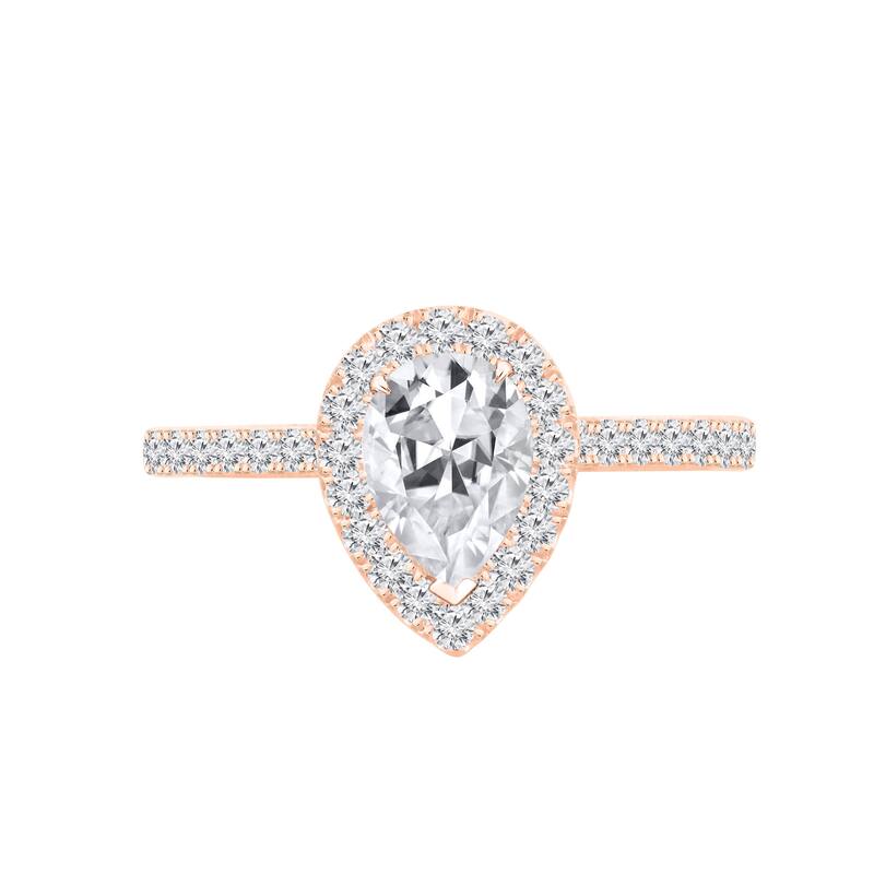 Auriya 14k Gold 1 1/2ctw Pear-cut Halo Diamond Engagement Ring (H-I, SI1-SI2) - 6.5 - Rose