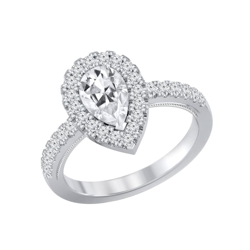 Auriya 14k Gold 1 1/2ctw Pear-cut Halo Diamond Engagement Ring (H-I, SI1-SI2)