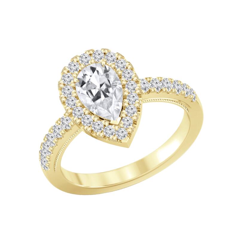 Auriya 14k Gold 1 1/2ctw Pear-cut Halo Diamond Engagement Ring (H-I, SI1-SI2)