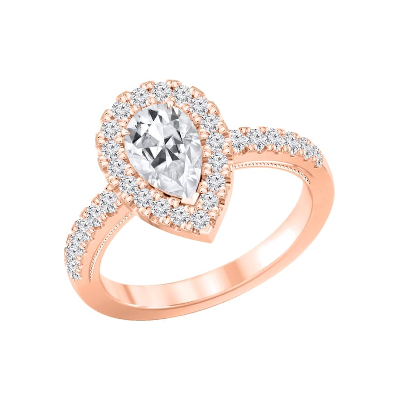 Auriya 14k Gold 1 1/2ctw Pear-cut Halo Diamond Engagement Ring (H-I, SI1-SI2)