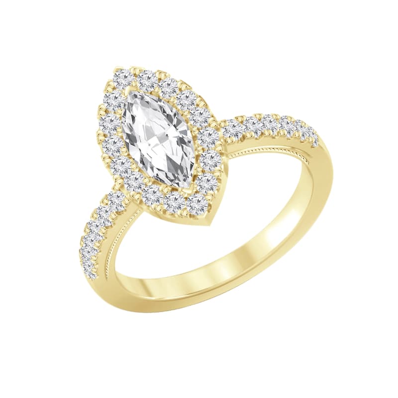 Auriya 14k Gold 1 1/3ctw Marquise Halo Diamond Engagement Ring (H-I, SI1-SI2)