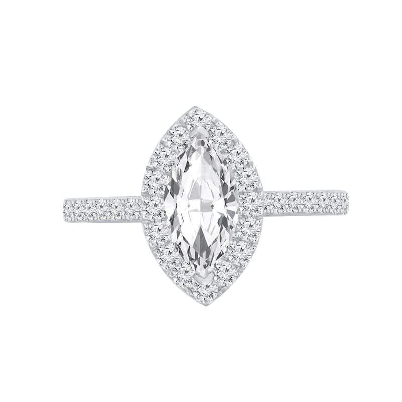 Auriya 14k Gold 1 1/3ctw Marquise Halo Diamond Engagement Ring (H-I, SI1-SI2) - 5 - White