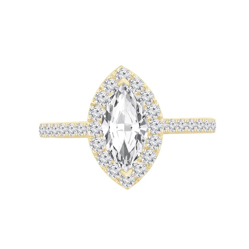 Auriya 14k Gold 1 1/3ctw Marquise Halo Diamond Engagement Ring (H-I, SI1-SI2) - 7 - Yellow