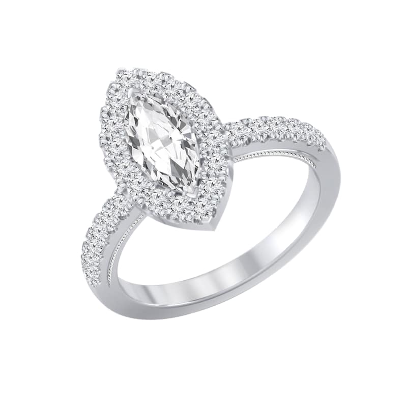 Auriya 14k Gold 1 1/3ctw Marquise Halo Diamond Engagement Ring (H-I, SI1-SI2)