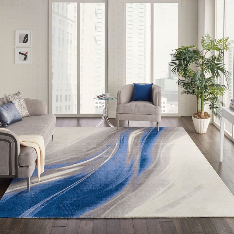 Nourison Twilight Ivory/Grey Blue Coastal Area Rug