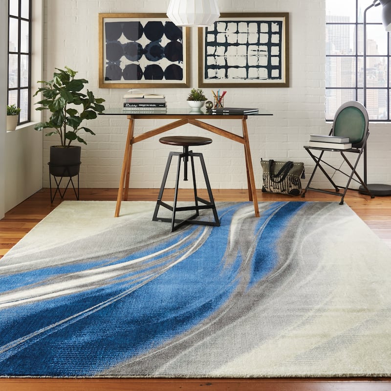 Nourison Twilight Ivory/Grey Blue Coastal Area Rug