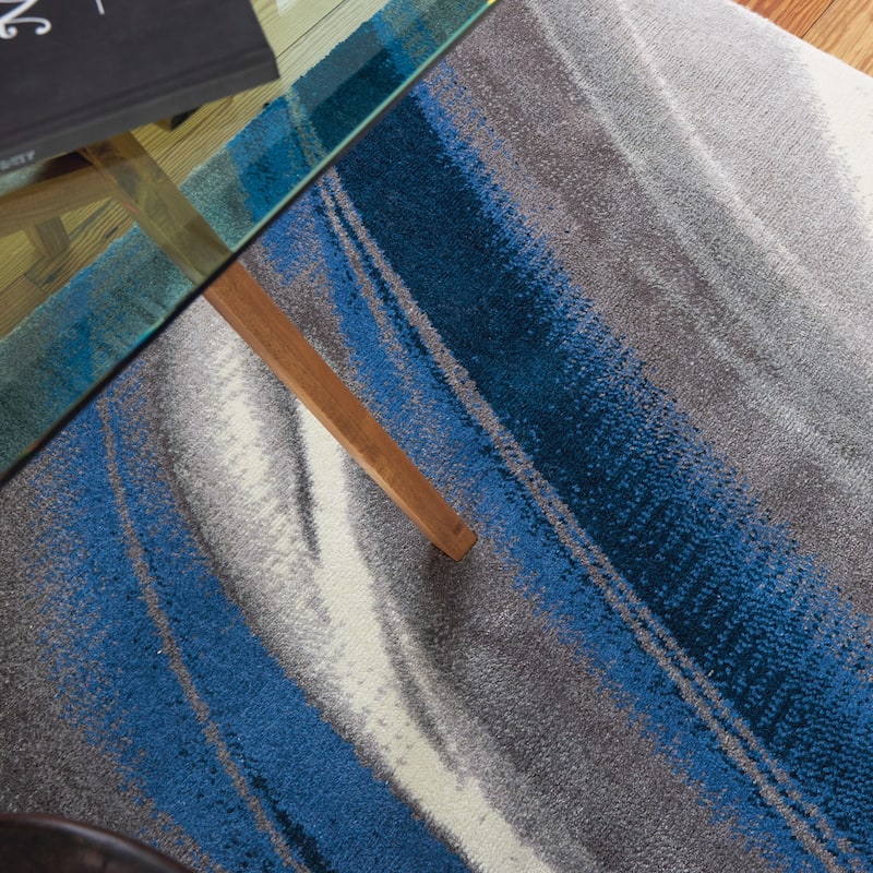 Nourison Twilight Ivory/Grey Blue Coastal Area Rug