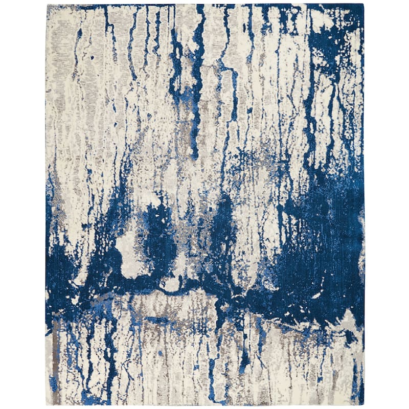 Nourison Twilight Ivory/Blue Abstract Area Rug