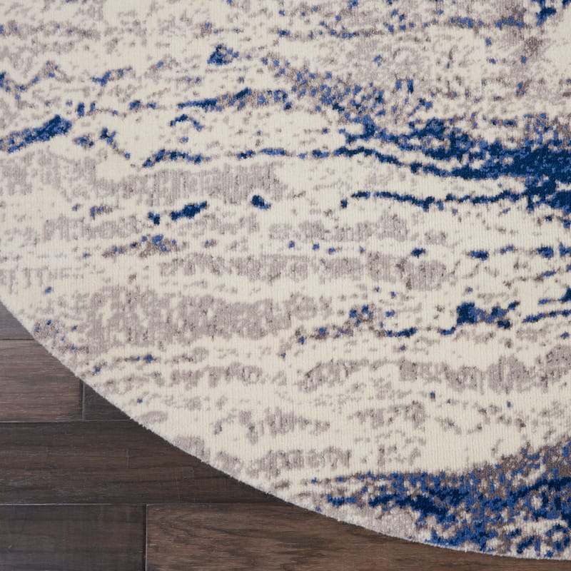 Nourison Twilight Ivory/Blue Abstract Area Rug