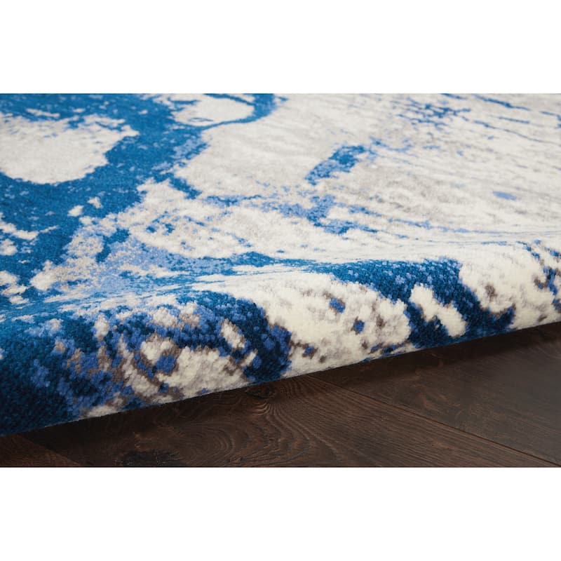 Nourison Twilight Ivory/Blue Abstract Area Rug