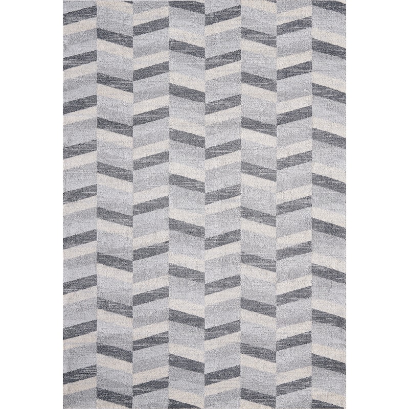 Beige Grey Chevron Geometric Modern Area Rug