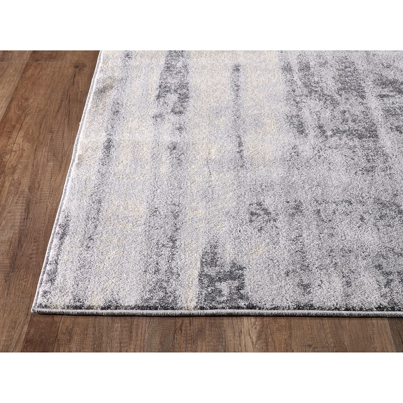 Grey Beige Abstract Drip Paint Area Rug