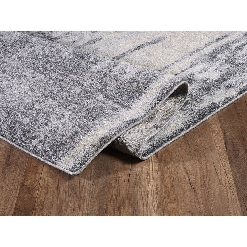Grey Beige Abstract Drip Paint Area Rug