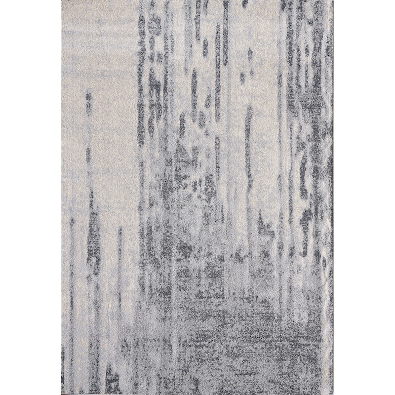 Grey Beige Abstract Drip Paint Area Rug