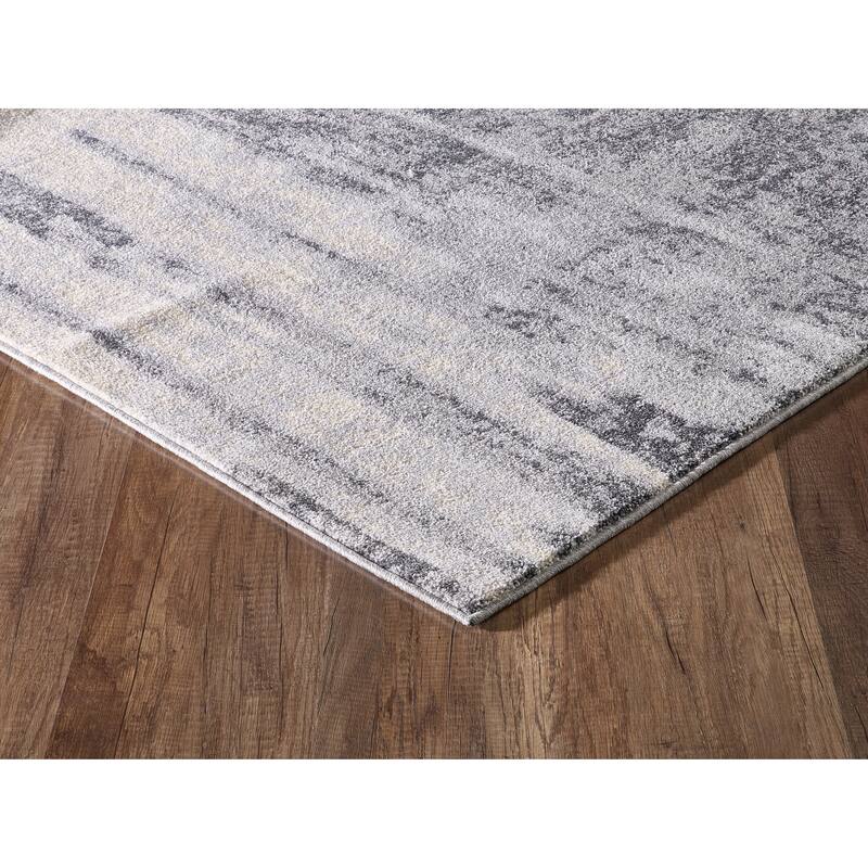 Grey Beige Abstract Drip Paint Area Rug