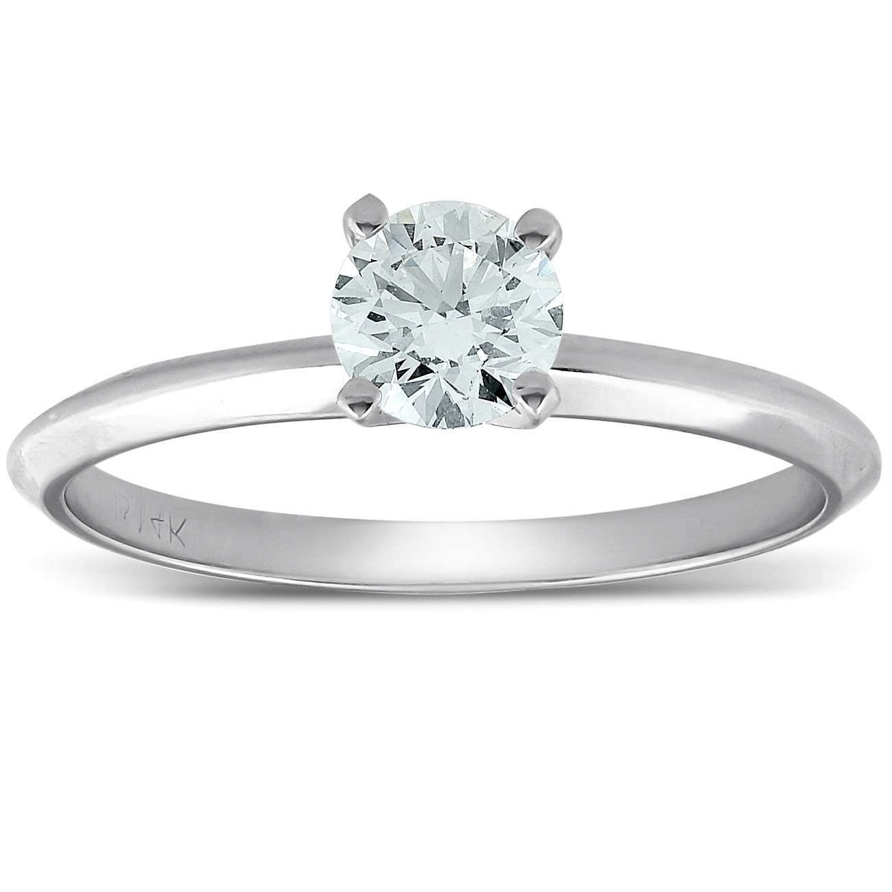 Bliss Diamond 14k White Gold 1/2 Ct TDW Round Solitaire Diamond Engagement Ring