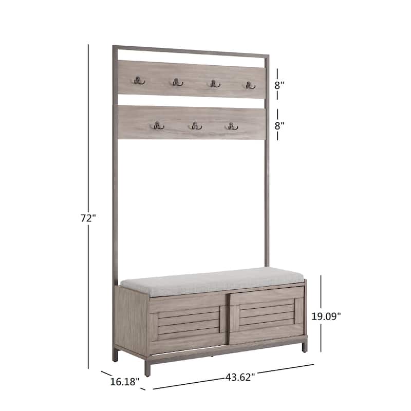 Duke Grey Finish Hall Tree With Cabinet & Cushion by iNSPIRE Q Classic