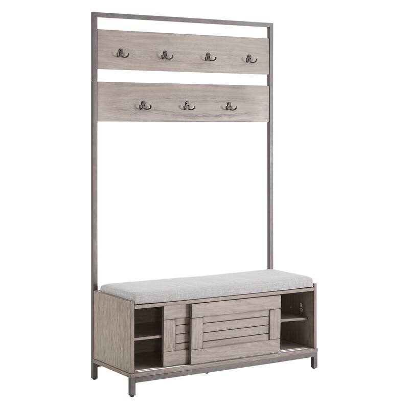 Duke Grey Finish Hall Tree With Cabinet & Cushion by iNSPIRE Q Classic