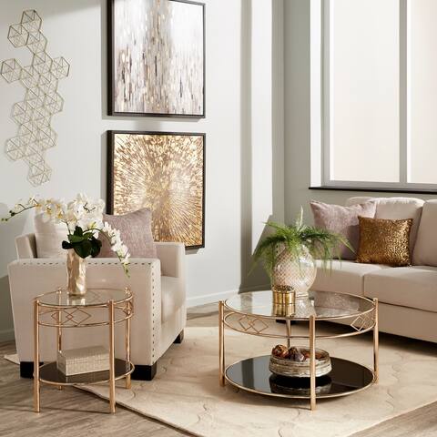 Metropolitan Rose Gold Black Tempered Glass CoffeeTable or Table Set by iNSPIRE Q Bold