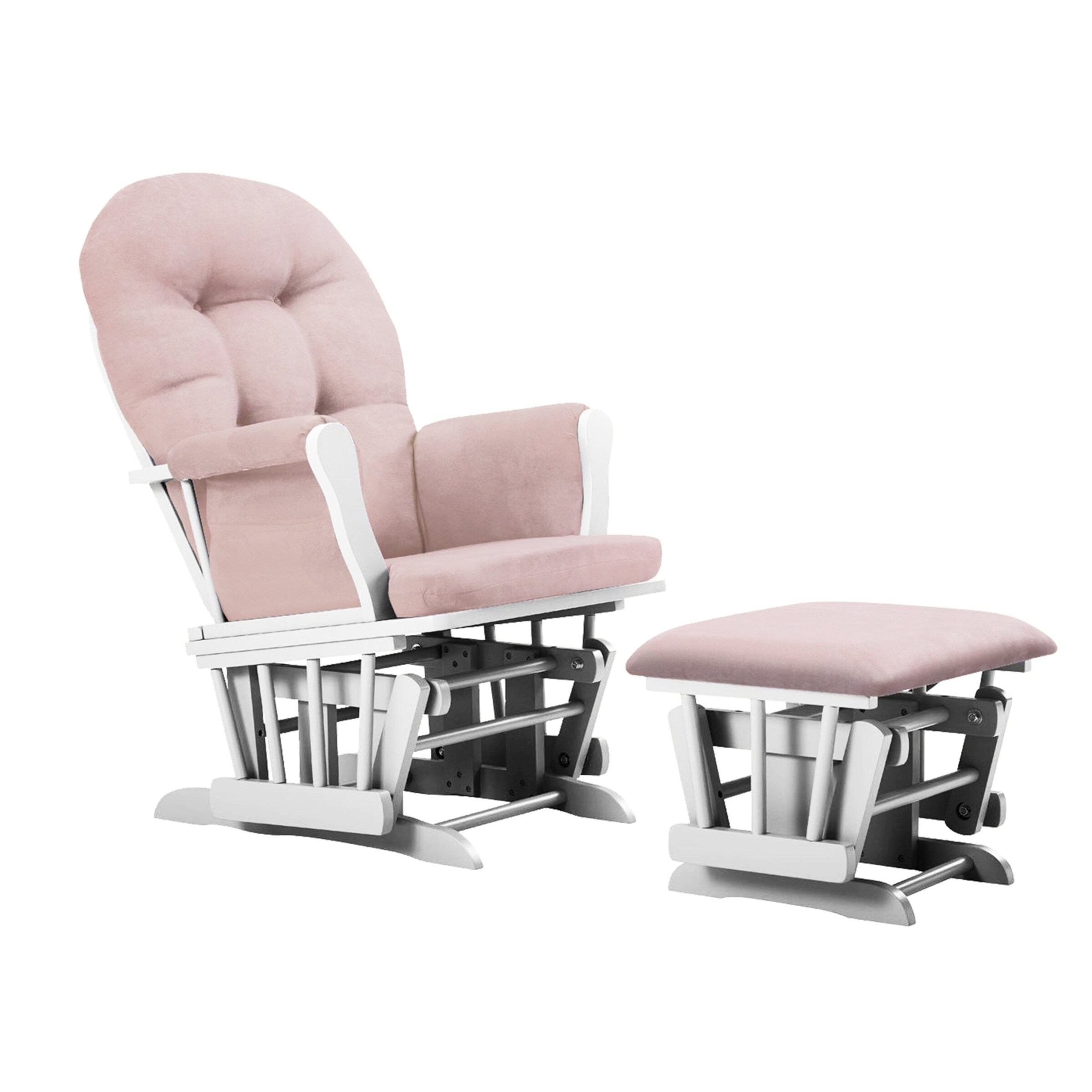 pink glider and ottoman