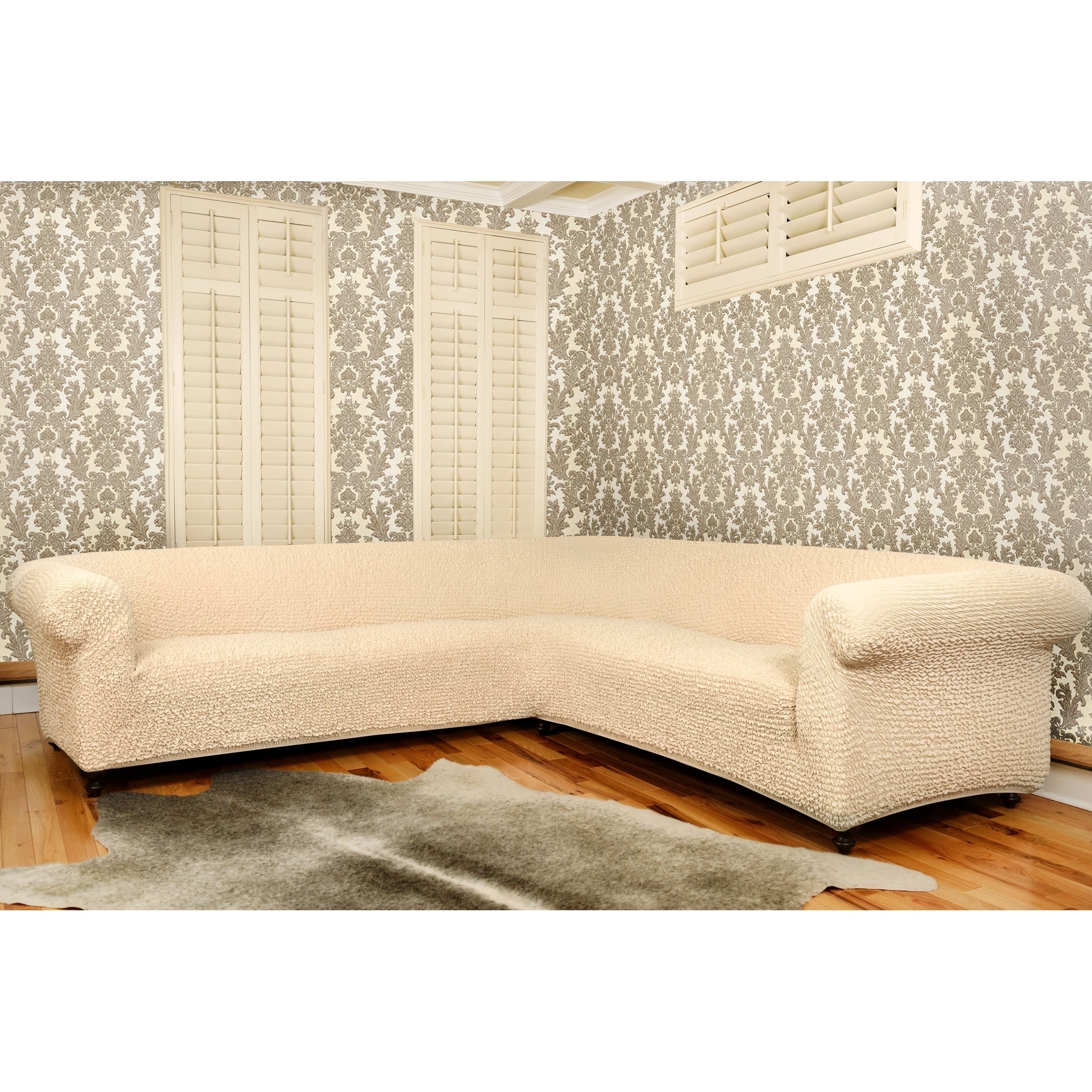 Paulato By GA.I.CO. Microfibra Collection Form Fit Stretch Corner Sectional  Sofa Slipcover in Vanilla (As Is Item) - Bed Bath & Beyond - 28565529